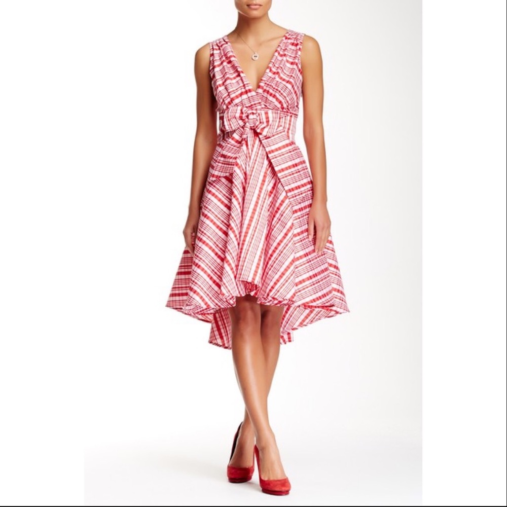 Eva Franco Red & White Libby Hi-Low Dress NEW